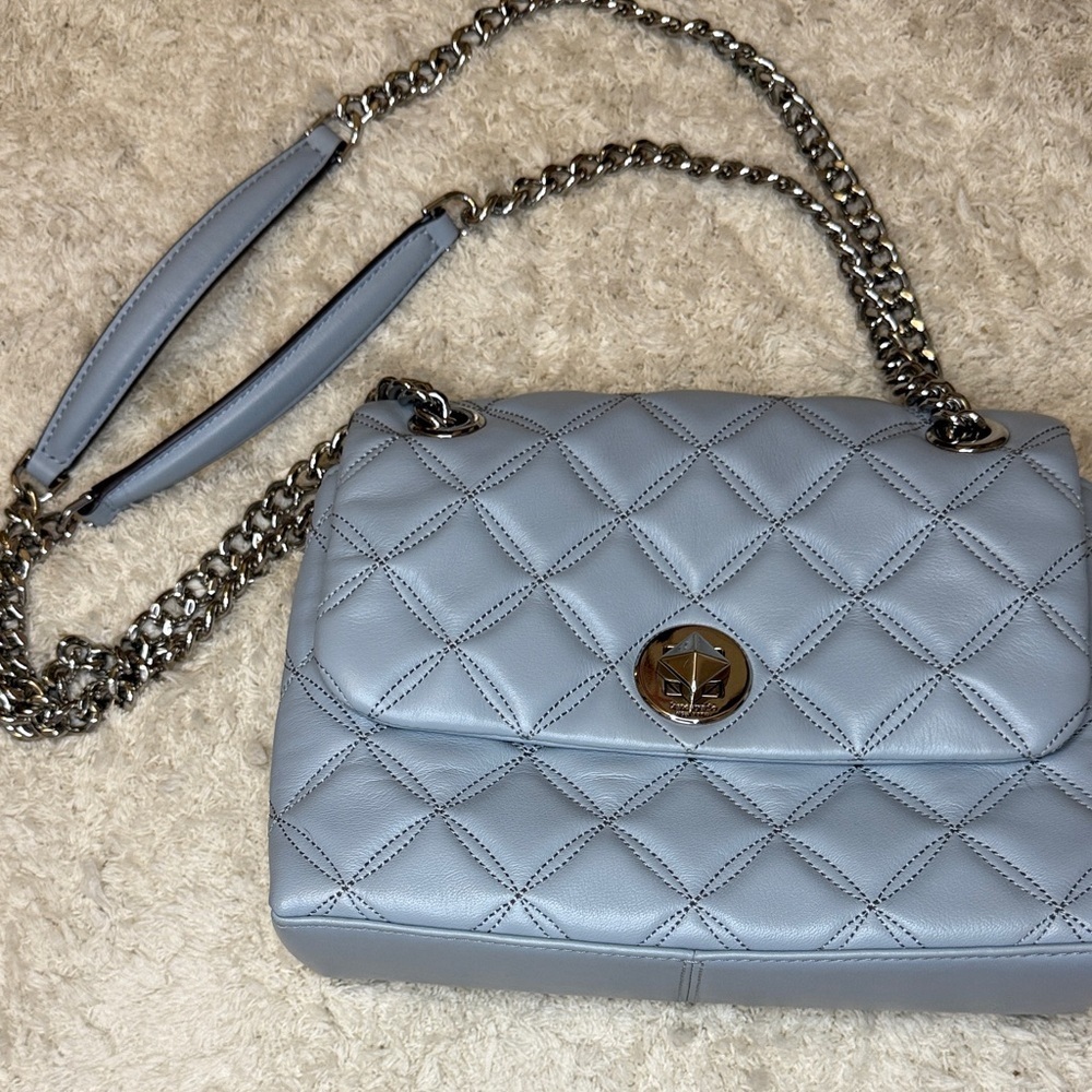 NWOT Kate Spade Baby Blue Natalia Small Flap Smooth Quilted Crossbody
